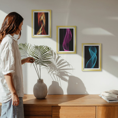 Gallery wall Golven van kleurrijke neonlijnen op een donkere achtergrond