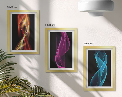 Gallery wall Golven van kleurrijke neonlijnen op een donkere achtergrond