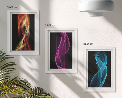 Gallery wall Golven van kleurrijke neonlijnen op een donkere achtergrond