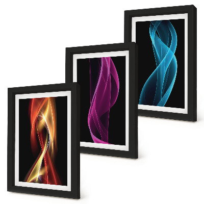 Gallery wall Golven van kleurrijke neonlijnen op een donkere achtergrond