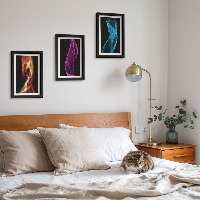 Gallery wall Golven van kleurrijke neonlijnen op een donkere achtergrond