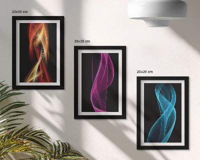 Gallery wall Golven van kleurrijke neonlijnen op een donkere achtergrond