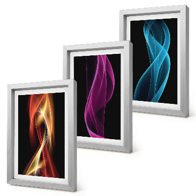 Gallery wall Golven van kleurrijke neonlijnen op een donkere achtergrond