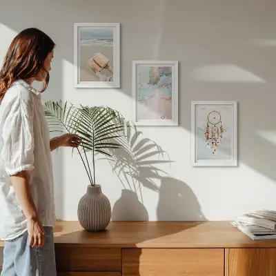 Gallery wall Abstracte zee-illustratie en boho dromenvanger