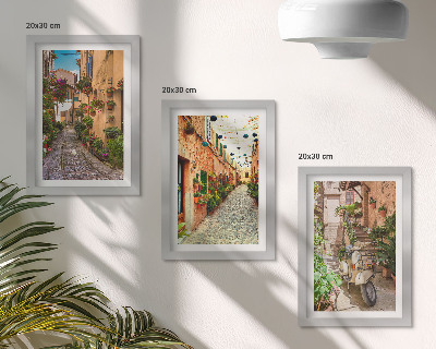 Gallery wall Sfeervolle straatjes met bloemen in een Italiaanse ambiance.