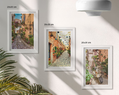Gallery wall Sfeervolle straatjes met bloemen in een Italiaanse ambiance.