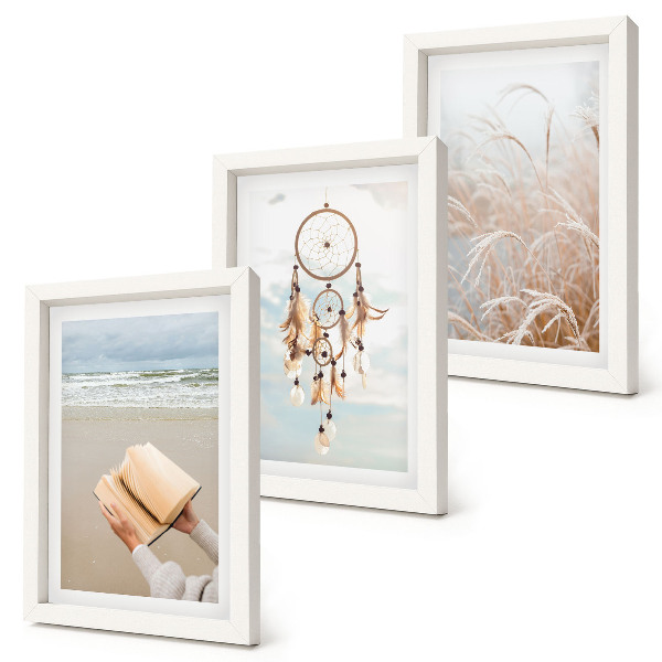 Set van ingelijste schilderijen Vredige landschappen, delicate zomerse uitzichten, boho-stijl