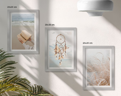 Set van ingelijste schilderijen Vredige landschappen, delicate zomerse uitzichten, boho-stijl