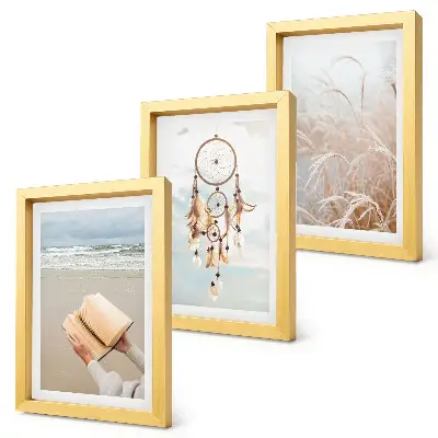 Set ingelijste schilderijen vredige landschappen met delicate zomerse uitzichten in boho-stijl