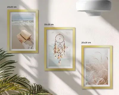 Set ingelijste schilderijen vredige landschappen met delicate zomerse uitzichten in boho-stijl