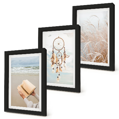 Set van ingelijste schilderijen Vredige landschappen, delicate zomerse uitzichten, boho-stijl