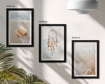 Set van ingelijste schilderijen Vredige landschappen, delicate zomerse uitzichten, boho-stijl
