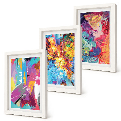 Gallery wall Kleurrijke abstracte schilderijen met dynamische patronen.