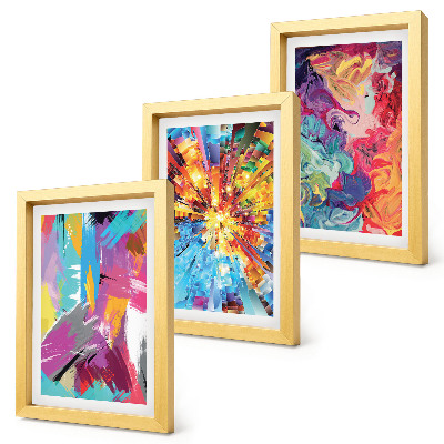 Gallery wall Kleurrijke abstracte schilderijen met dynamische patronen.