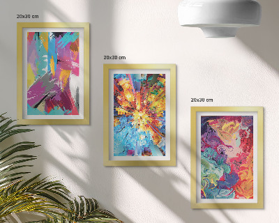 Gallery wall Kleurrijke abstracte schilderijen met dynamische patronen.