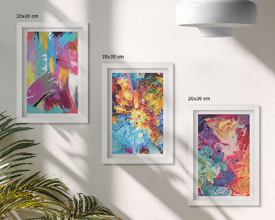 Gallery wall Kleurrijke abstracte schilderijen met dynamische patronen.