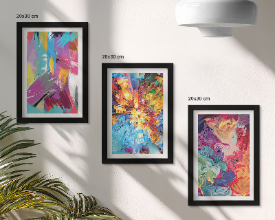 Gallery wall Kleurrijke abstracte schilderijen met dynamische patronen.