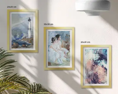 Gallery wall abstract geschilderde vuurtoren met dansers