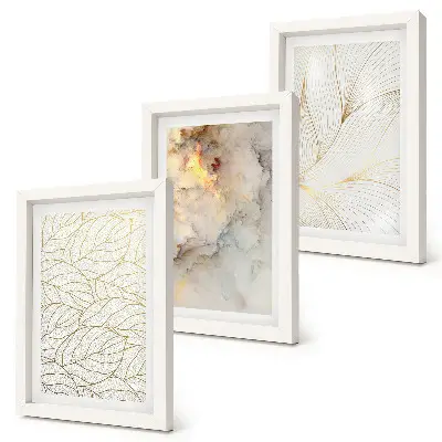 Gallery wall abstract marmer met lineaire bladpatronen