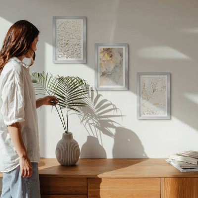 Gallery wall Lineaire bladpatronen abstract marmer