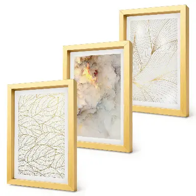 Gallery wall abstract marmer met lineaire bladpatronen