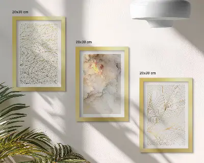 Gallery wall abstract marmer met lineaire bladpatronen