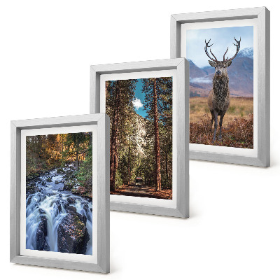 Gallery wall Waterval in het bos, bergen en herten in de natuur