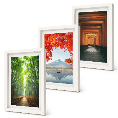 Gallery wall Bamboebos, torii-pad naar de berg Fuji, landschappen van Japan