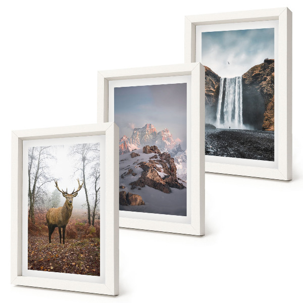 Gallery wall Natuurlijke, ongerepte landschappen, bergen, herten en watervallen.