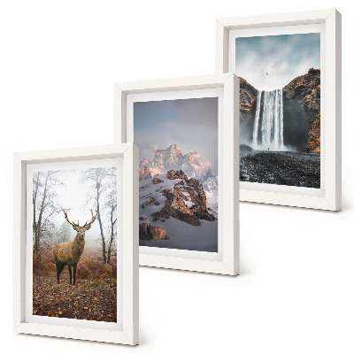 Gallery wall Natuurlijke, ongerepte landschappen, bergen, herten en watervallen.