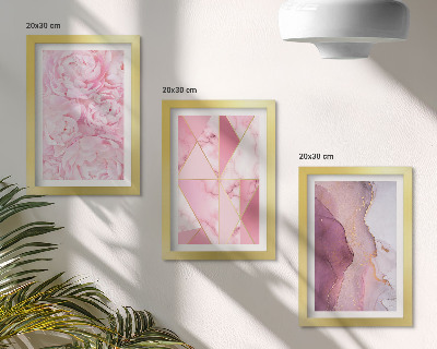 Gallery wall Roze pioenrozen met geometrische patronen