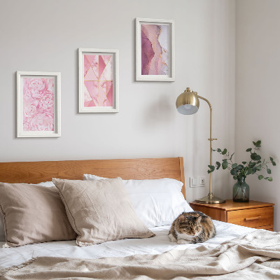Gallery wall Roze pioenrozen met geometrische patronen