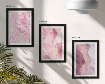 Gallery wall Roze pioenrozen met geometrische patronen
