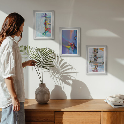 Set van ingelijste schilderijen Abstracte composities schilderstijl
