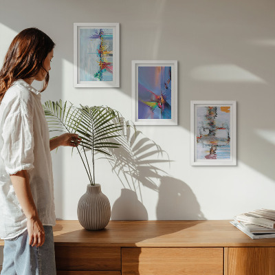 Set van ingelijste schilderijen Abstracte composities schilderstijl