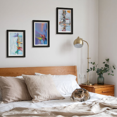 Set van ingelijste schilderijen Abstracte composities schilderstijl