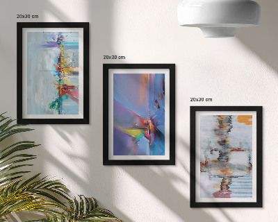 Set van ingelijste schilderijen Abstracte composities schilderstijl