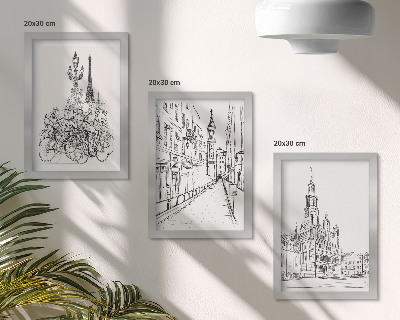 Gallery wall Eenvoudige tekeningen van stadsgezichten