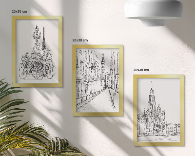 Gallery wall Eenvoudige tekeningen van stadsgezichten