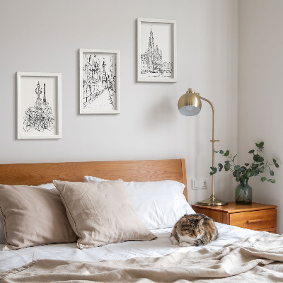 Gallery wall Eenvoudige tekeningen van stadsgezichten