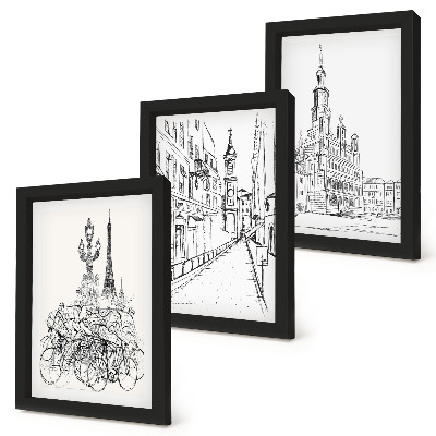 Gallery wall Eenvoudige tekeningen van stadsgezichten