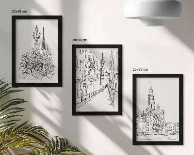 Gallery wall Eenvoudige tekeningen van stadsgezichten