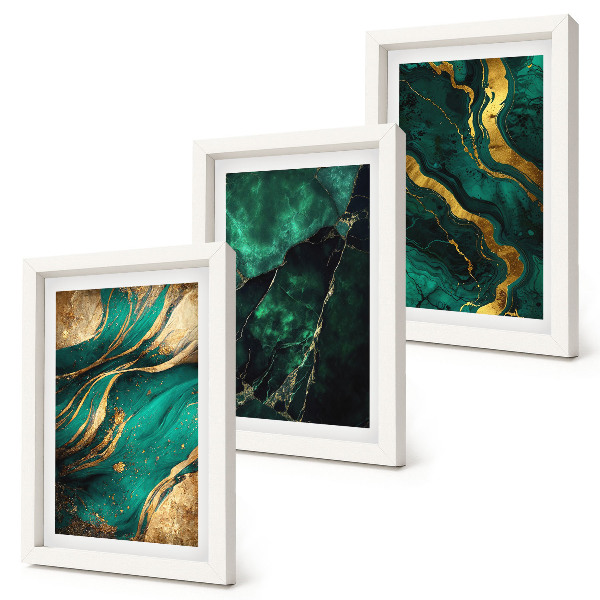 Set van ingelijste schilderijen Elegante abstracte steenpatronen
