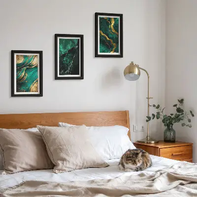 Set van ingelijste schilderijen met elegante abstracte steenpatronen