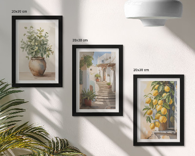 Gallery wall Potplanten en citroenen tegen de achtergrond van een straat.