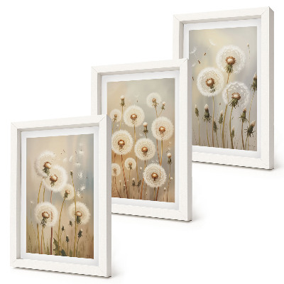 Gallery wall Witte paardenbloemen tegen een achtergrond van heldere kleuren.
