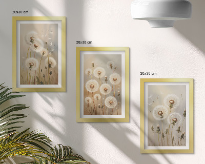 Gallery wall Witte paardenbloemen tegen een achtergrond van heldere kleuren.