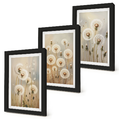 Gallery wall Witte paardenbloemen tegen een achtergrond van heldere kleuren.