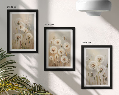 Gallery wall Witte paardenbloemen tegen een achtergrond van heldere kleuren.