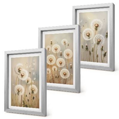 Gallery wall Witte paardenbloemen tegen een achtergrond van heldere kleuren.